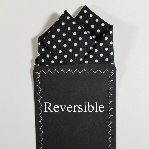 New - Black Polka Dot Pre-Folded Pocket Square Handkerchief Insert - Picture 5 of 6